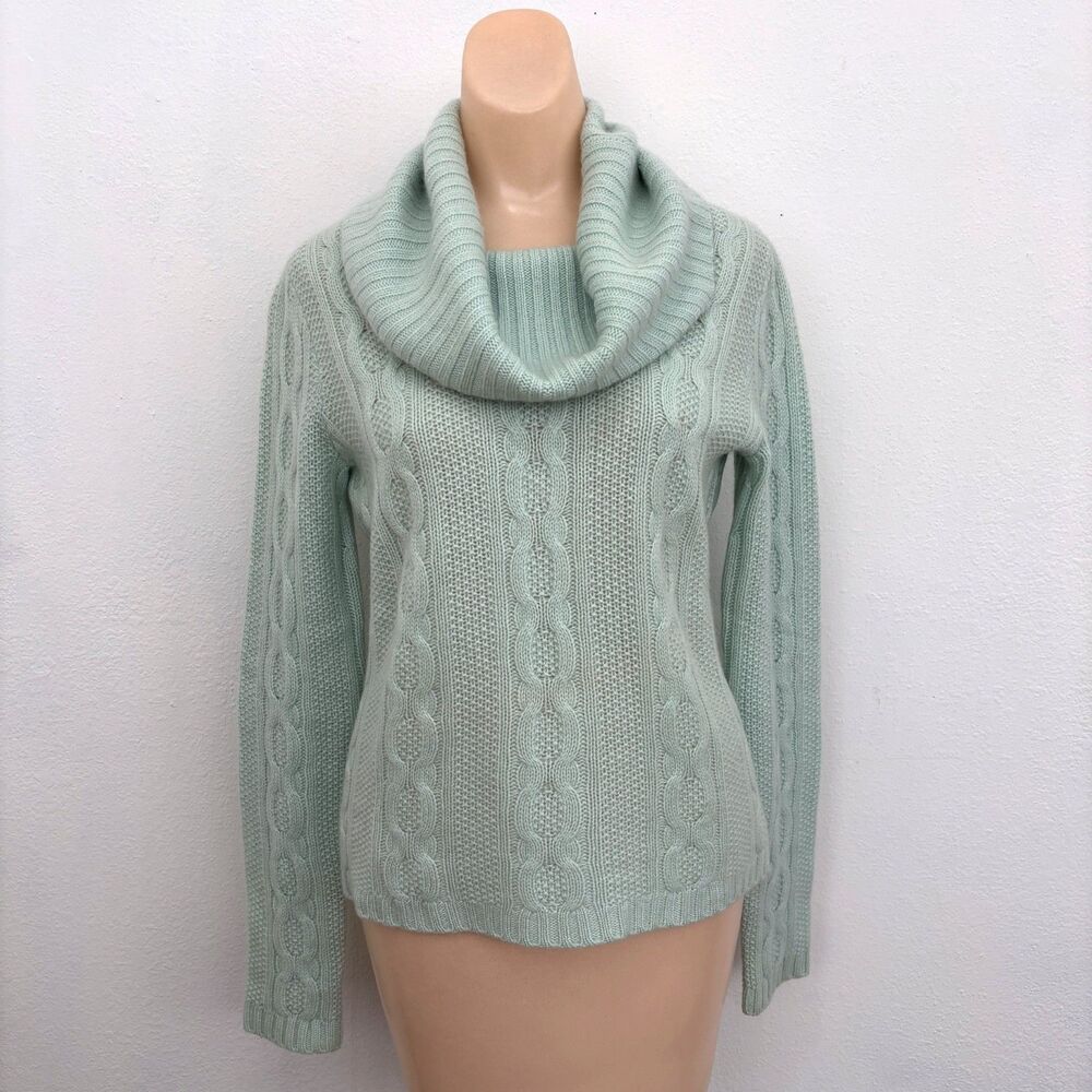 Dainel Bishop Women Preppy Cashmere Sweater Small Cable Quiet Luxury Soft Girl